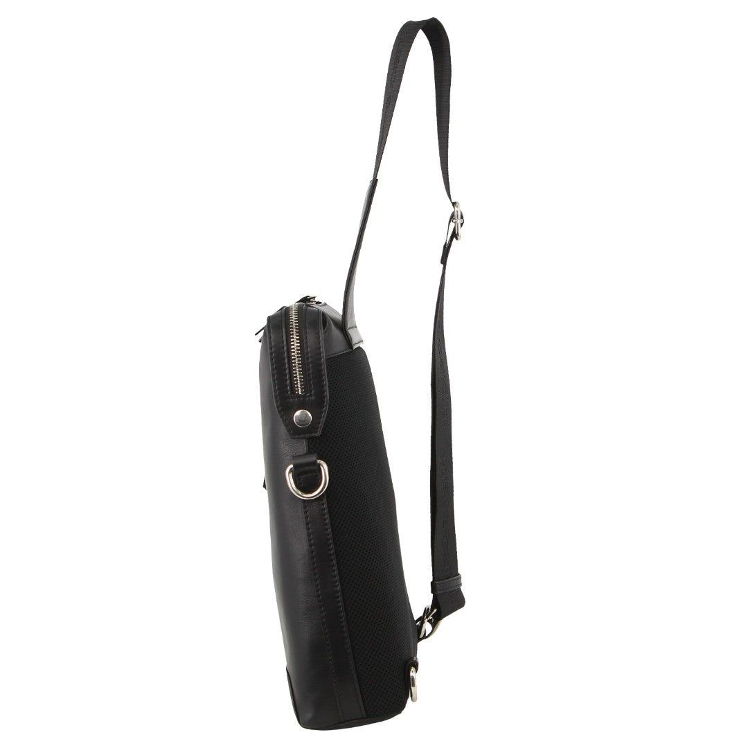 Pierre Cardin Leather 3-Way Sling Bag Crossbody Väska Herr Svarta | IXDGHF821