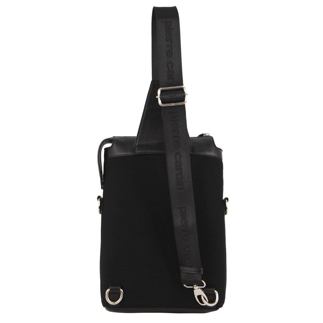 Pierre Cardin Leather 3-Way Sling Bag Crossbody Väska Herr Svarta | IXDGHF821