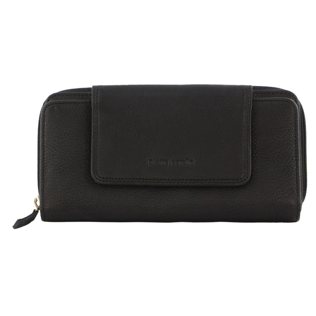 Pierre Cardin Leather Bi-Fold Tab Wallet Stor Plånbok Dam Svarta | VWJKCN642