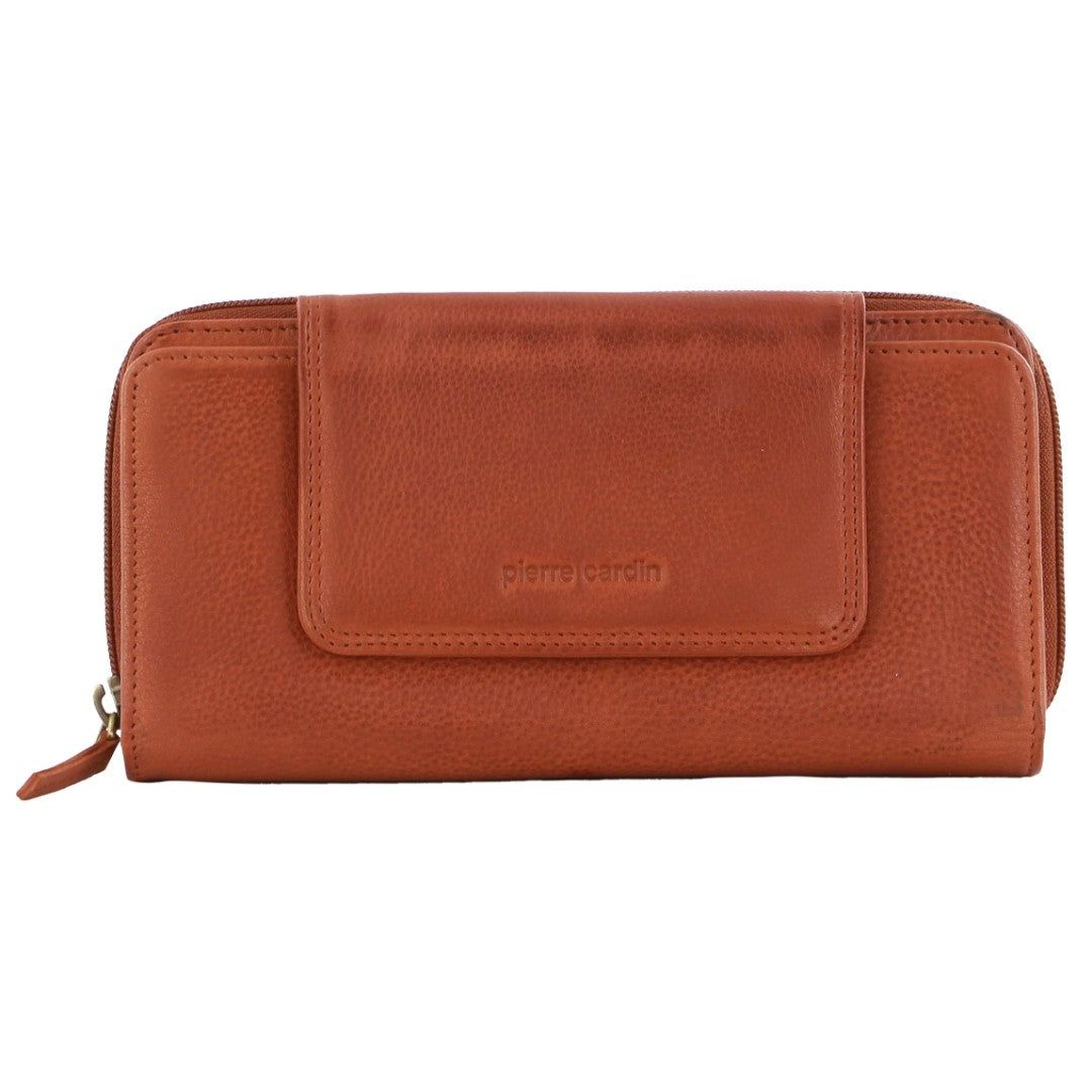 Pierre Cardin Leather Bi-Fold Tab Wallet Stor Plånbok Dam Turkos | VMNEBQ083