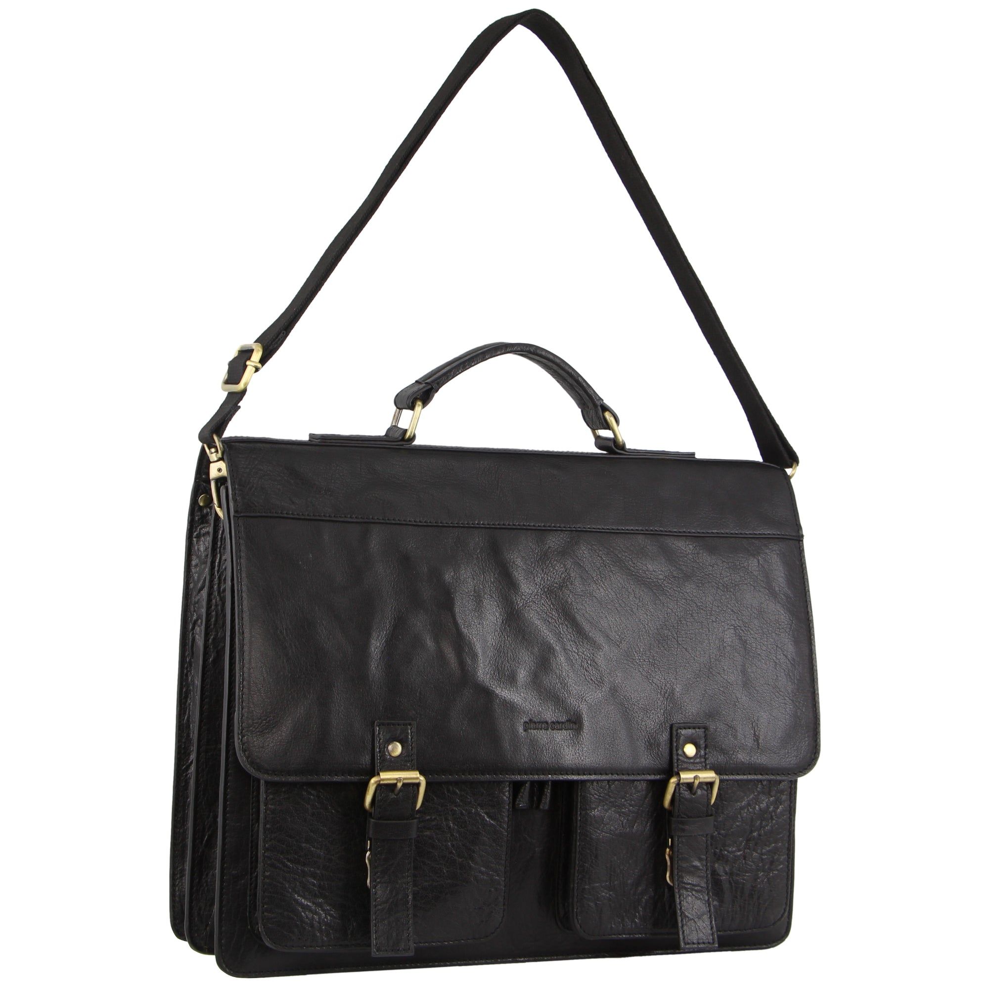Pierre Cardin Leather Business Computer Bag Messenger Väska Herr Svarta | WNJGHS975