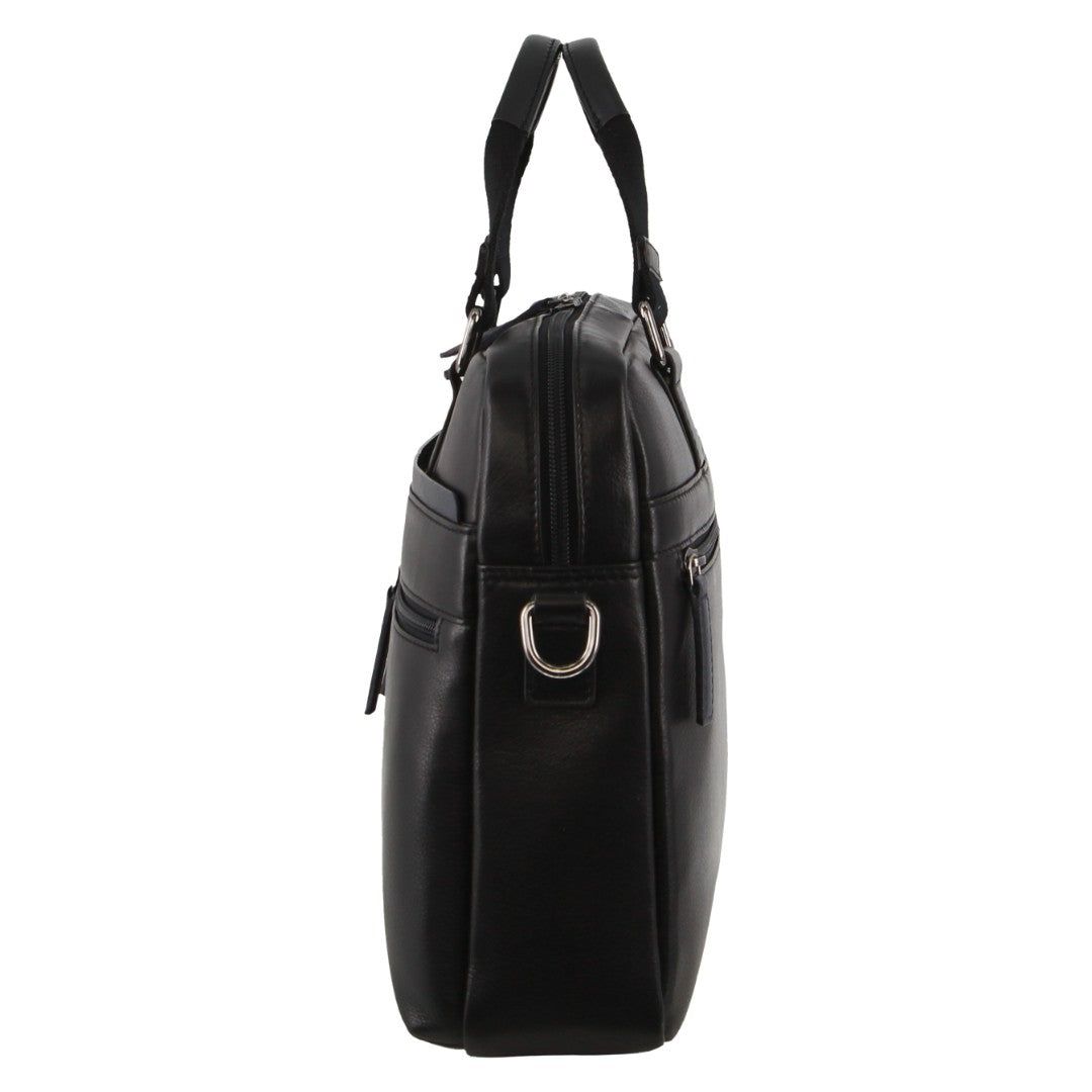 Pierre Cardin Leather Business Computer Bag Laptop Travel Marinblå | QODARN561