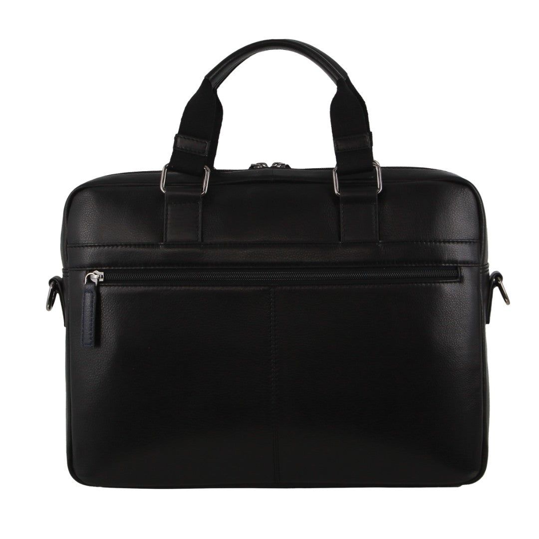 Pierre Cardin Leather Business Computer Bag Laptop Travel Marinblå | QODARN561