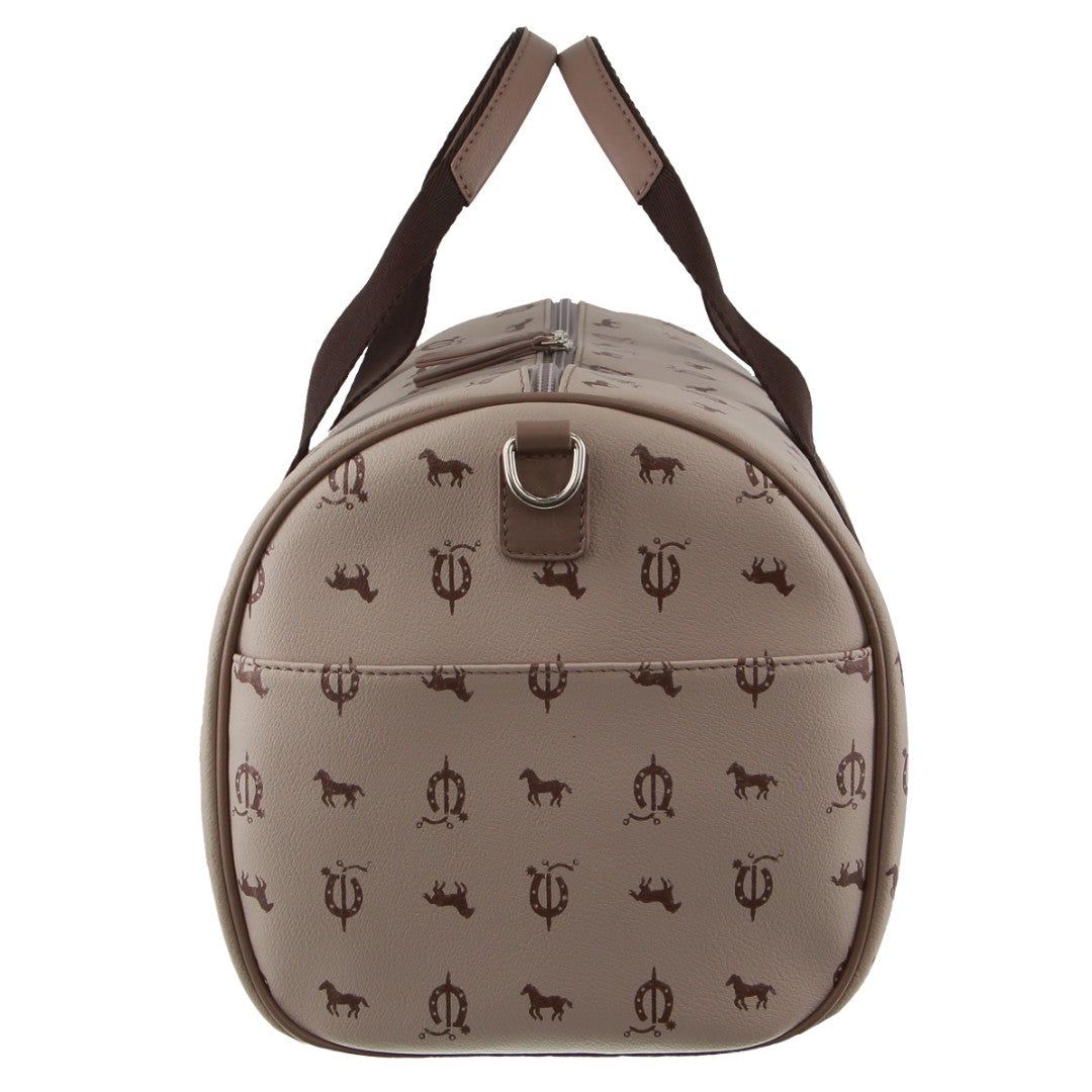 Pierre Cardin Leather Canvas Print Design Duffle Bag Canvas Bags Herr Beige | WGDVZY058