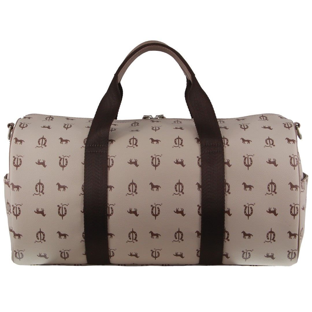 Pierre Cardin Leather Canvas Print Design Duffle Bag Canvas Bags Herr Beige | WGDVZY058