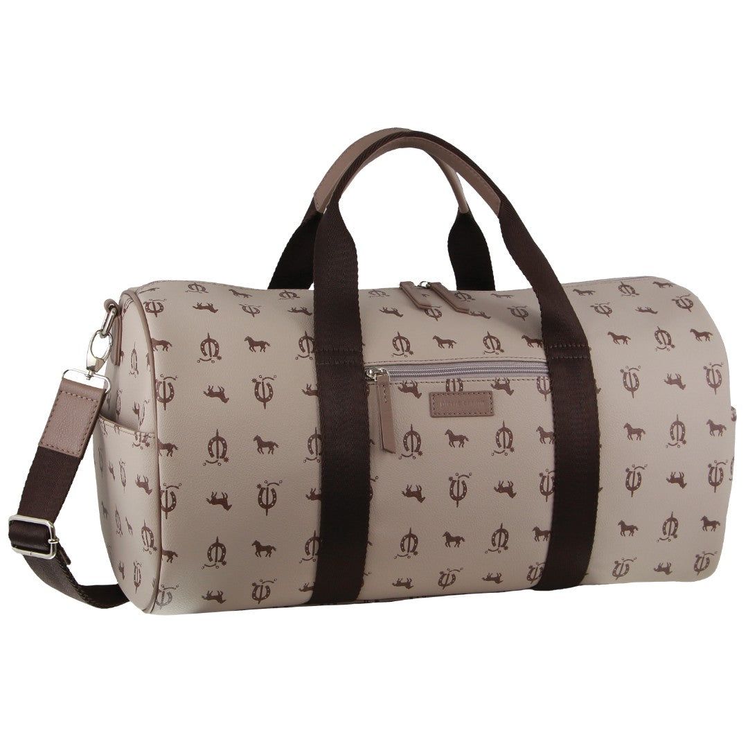 Pierre Cardin Leather Canvas Print Design Duffle Bag Canvas Bags Herr Beige | WGDVZY058