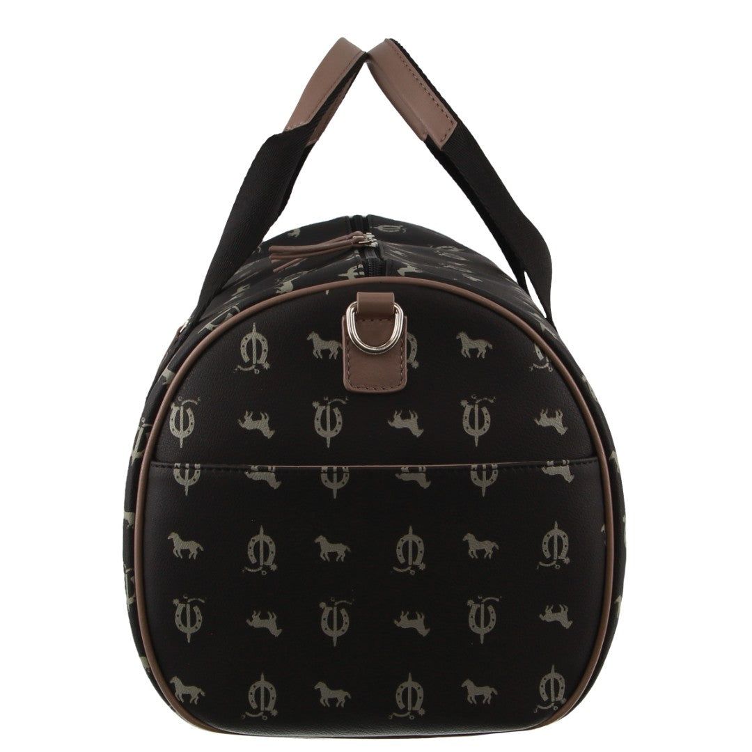 Pierre Cardin Leather Canvas Print Design Duffle Bag Canvas Bags Herr Svarta | OLDPZW159