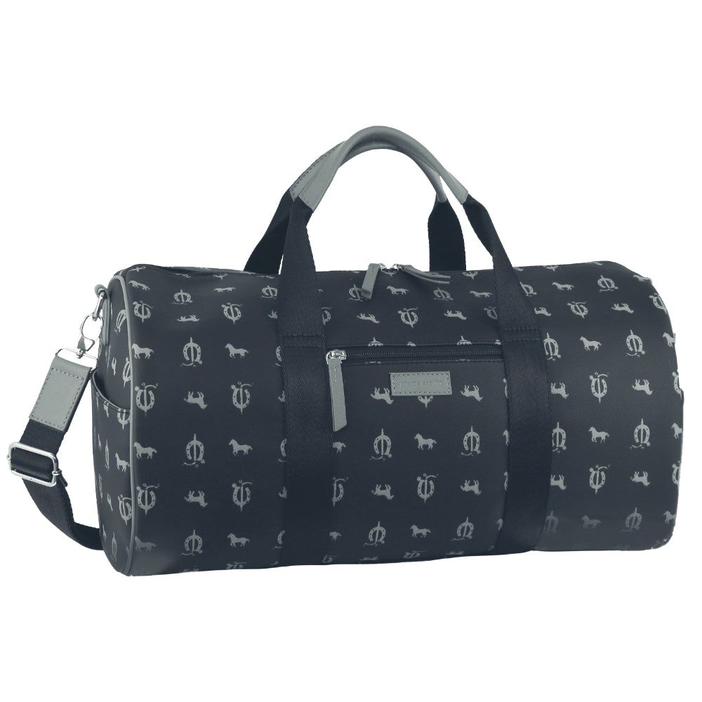 Pierre Cardin Leather Canvas Print Design Duffle Bag Canvas Bags Herr Blå | KRLCGB312