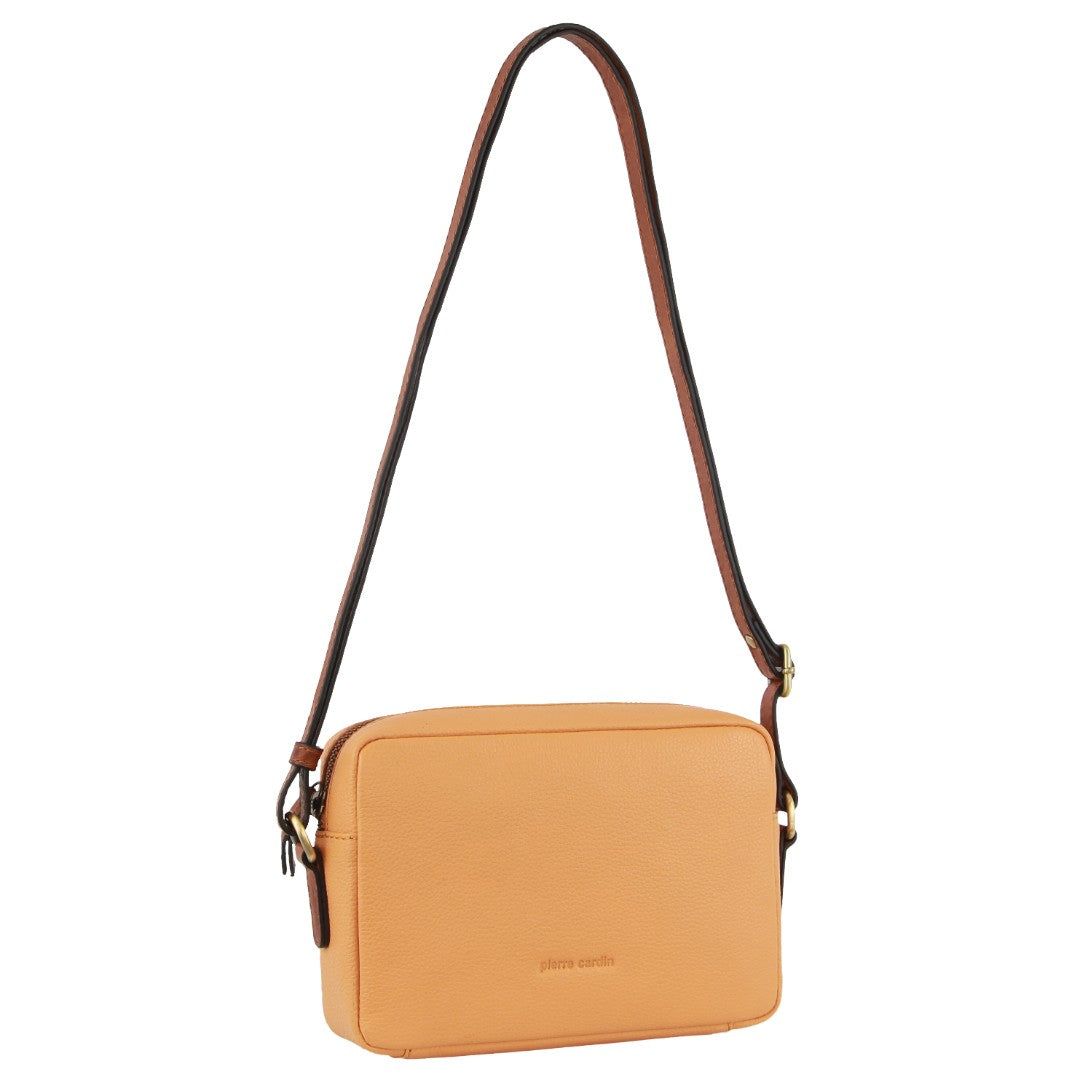 Pierre Cardin Leather Classic Square Crossbody Bag Handbags Dam Aprikos | QPZUJC834