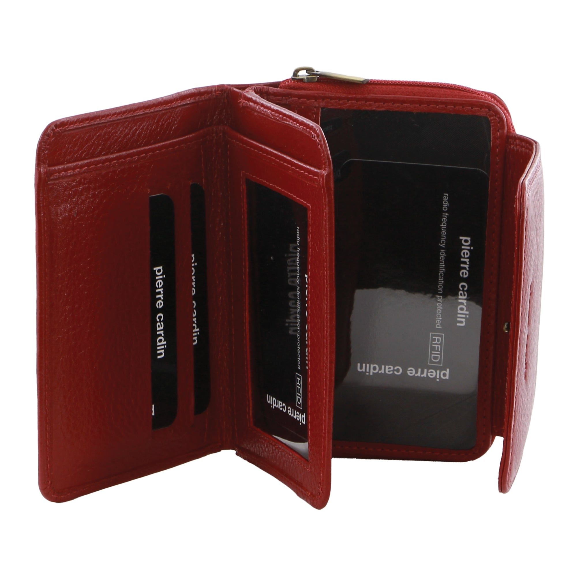 Pierre Cardin Leather Compact Bi-Fold Tab Wallet Bi-Fold Wallets Dam Röda | EPADKN765