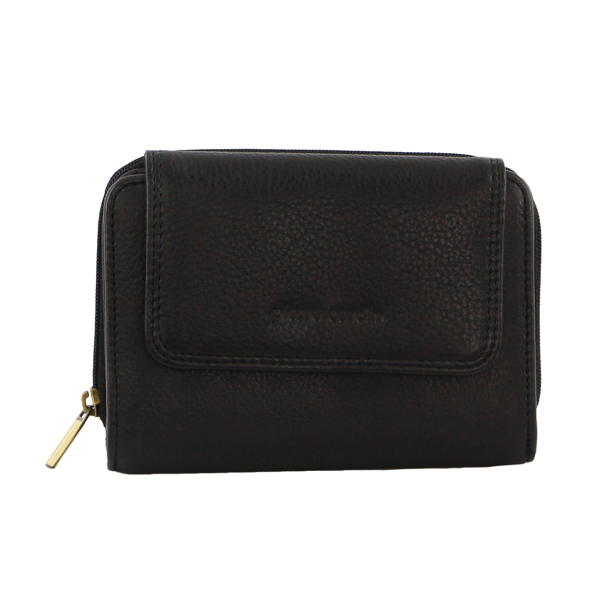 Pierre Cardin Leather Compact Bi-Fold Tab Wallet Bi-Fold Wallets Dam Svarta | TQAFSG307