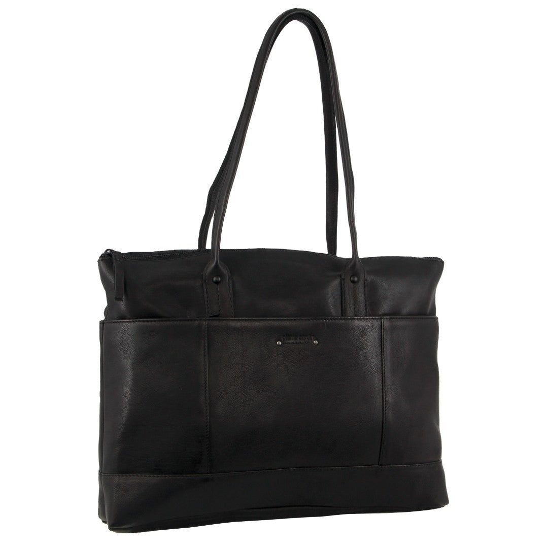 Pierre Cardin Leather Computer Bag Laptop Travel Svarta | VUMDPQ473