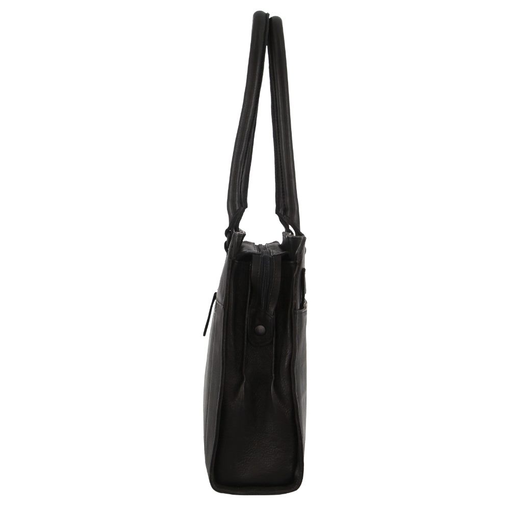 Pierre Cardin Leather Computer Tote Bag Laptop Travel Svarta | VSZRWL102