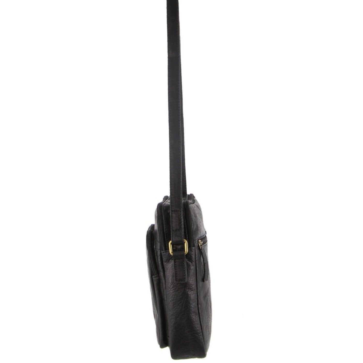 Pierre Cardin Leather Cross-Body Bag Crossbody Väska Herr Svarta | TEMXHN634