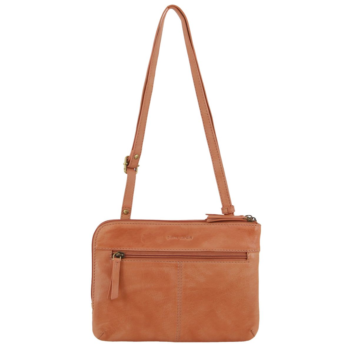 Pierre Cardin Leather Crossbody Bag Clutch Dam Aprikos | FHPUVO039