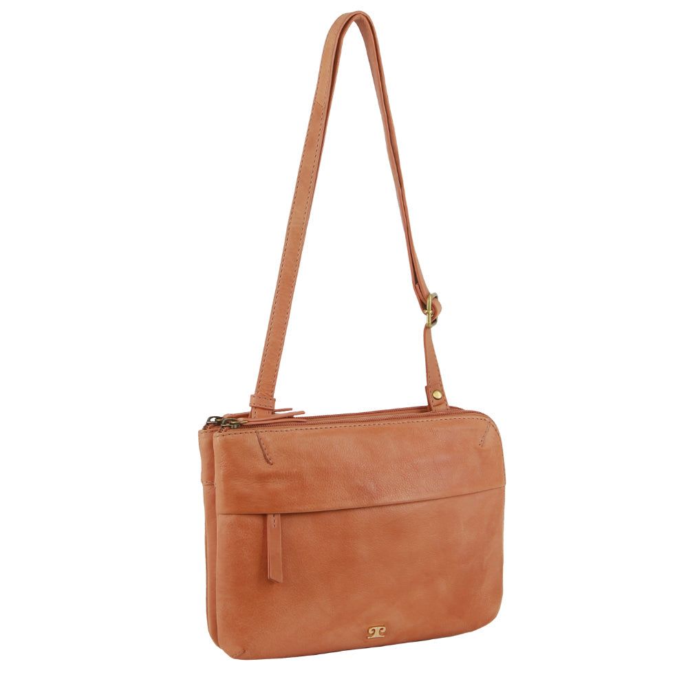 Pierre Cardin Leather Crossbody Bag Clutch Dam Aprikos | FHPUVO039