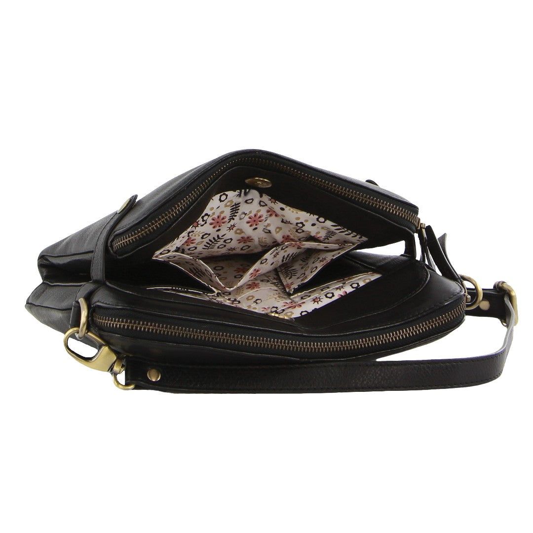 Pierre Cardin Leather Crossbody Bag Clutch Dam Svarta | ZPUQBG258