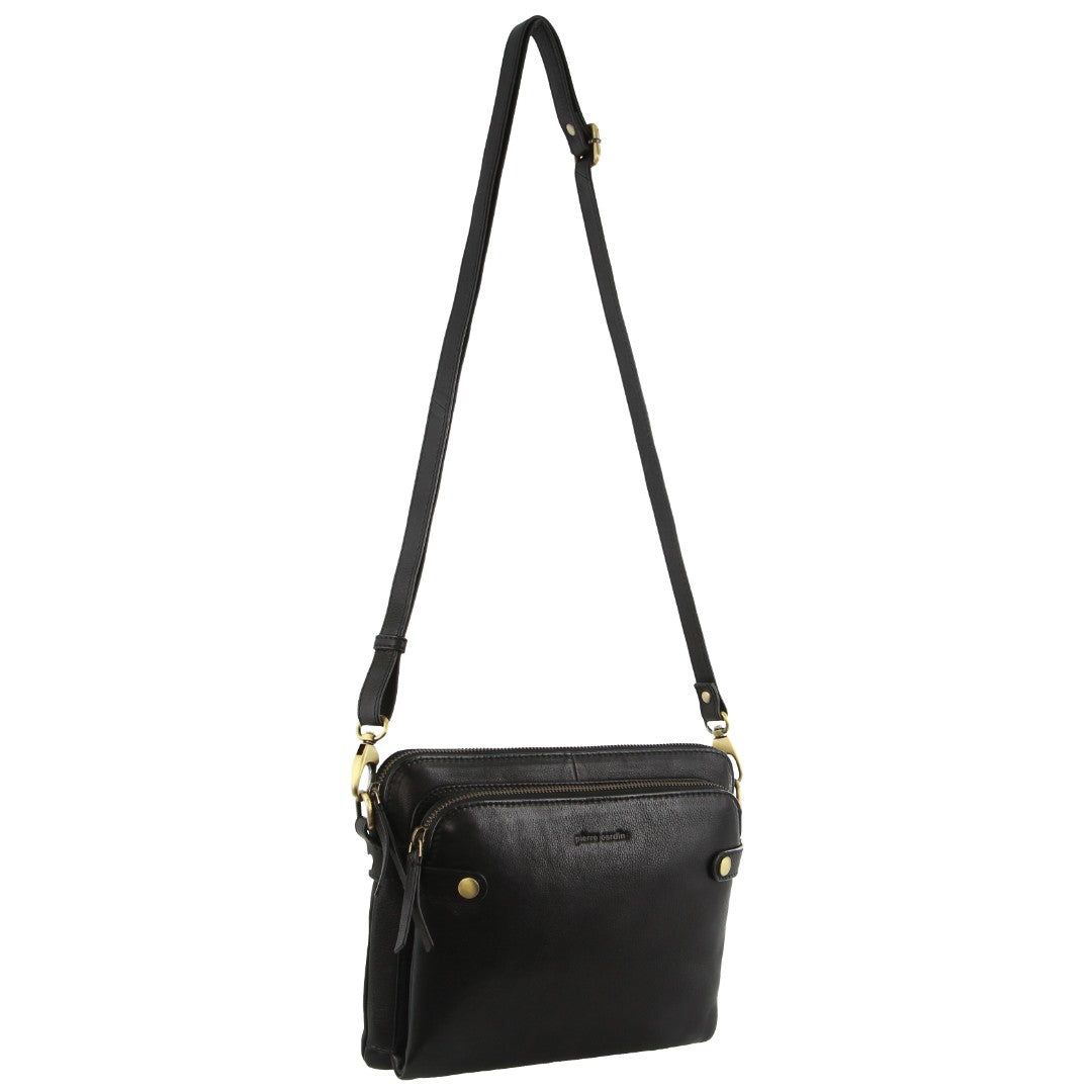 Pierre Cardin Leather Crossbody Bag Clutch Dam Svarta | ZPUQBG258