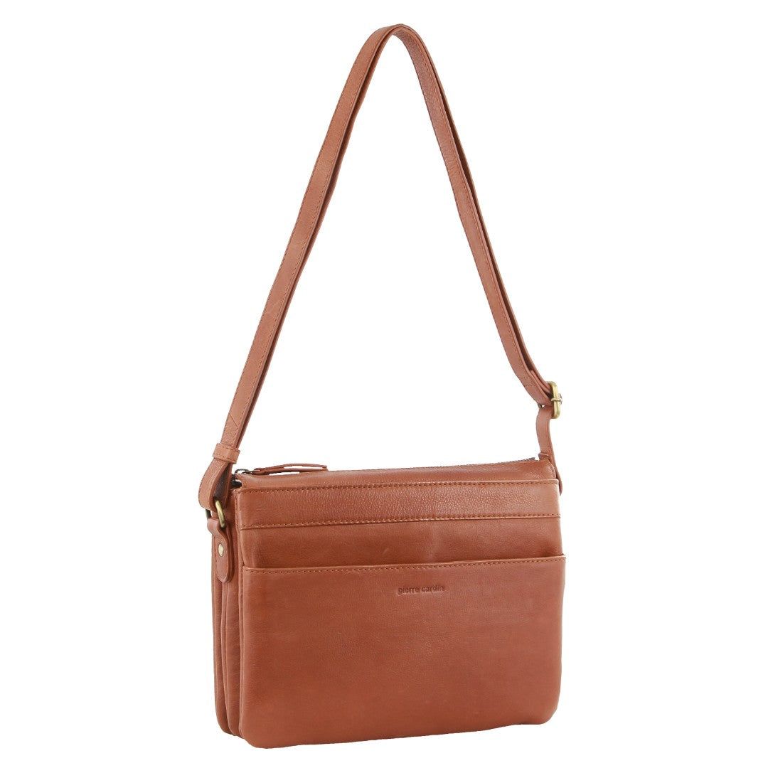 Pierre Cardin Leather Crossbody Bag Crossbody Väska Dam Bruna | MNHKFR340