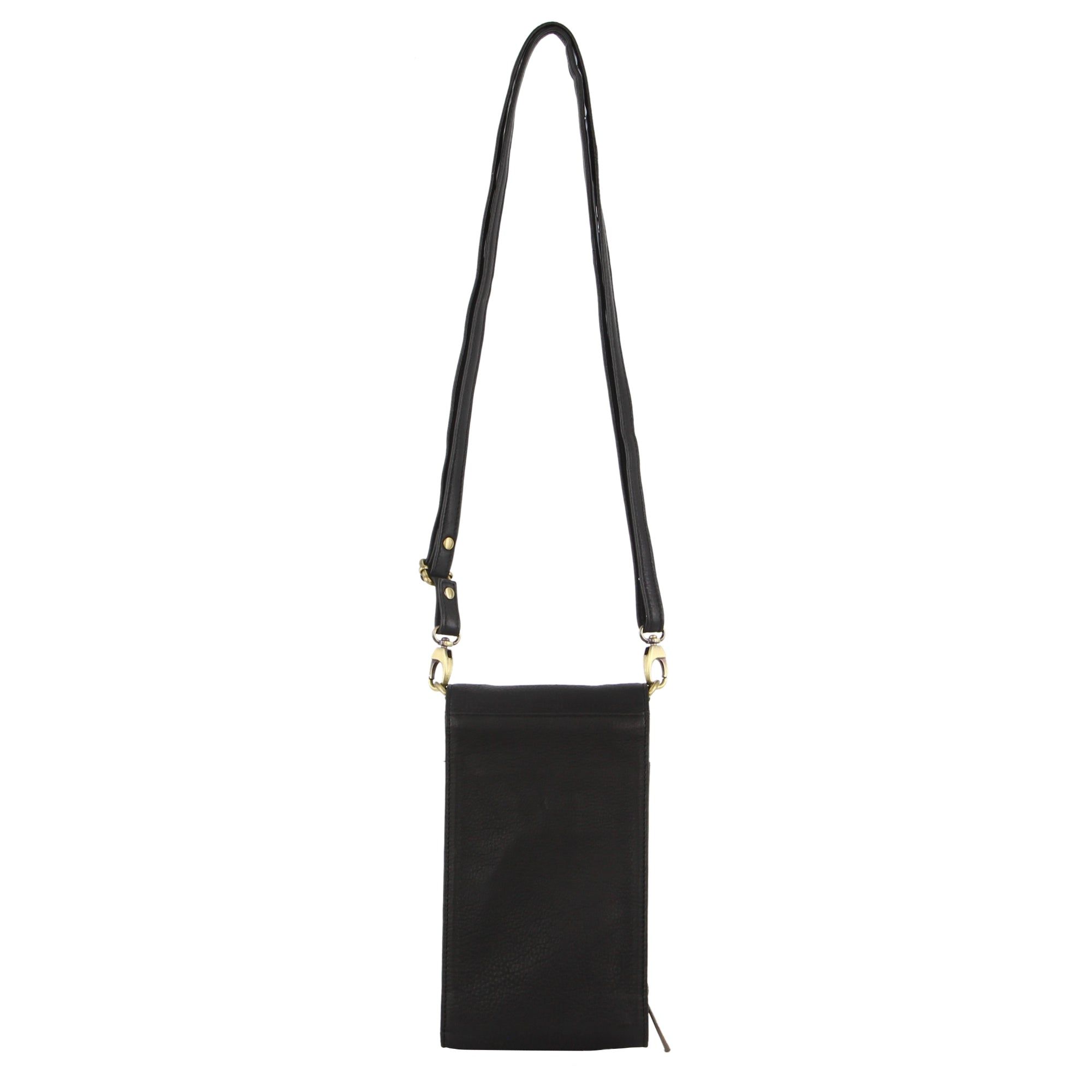 Pierre Cardin Leather Crossbody Phone Wallet Bag Mobile Phone Wallets Dam Svarta | DBGXAL745