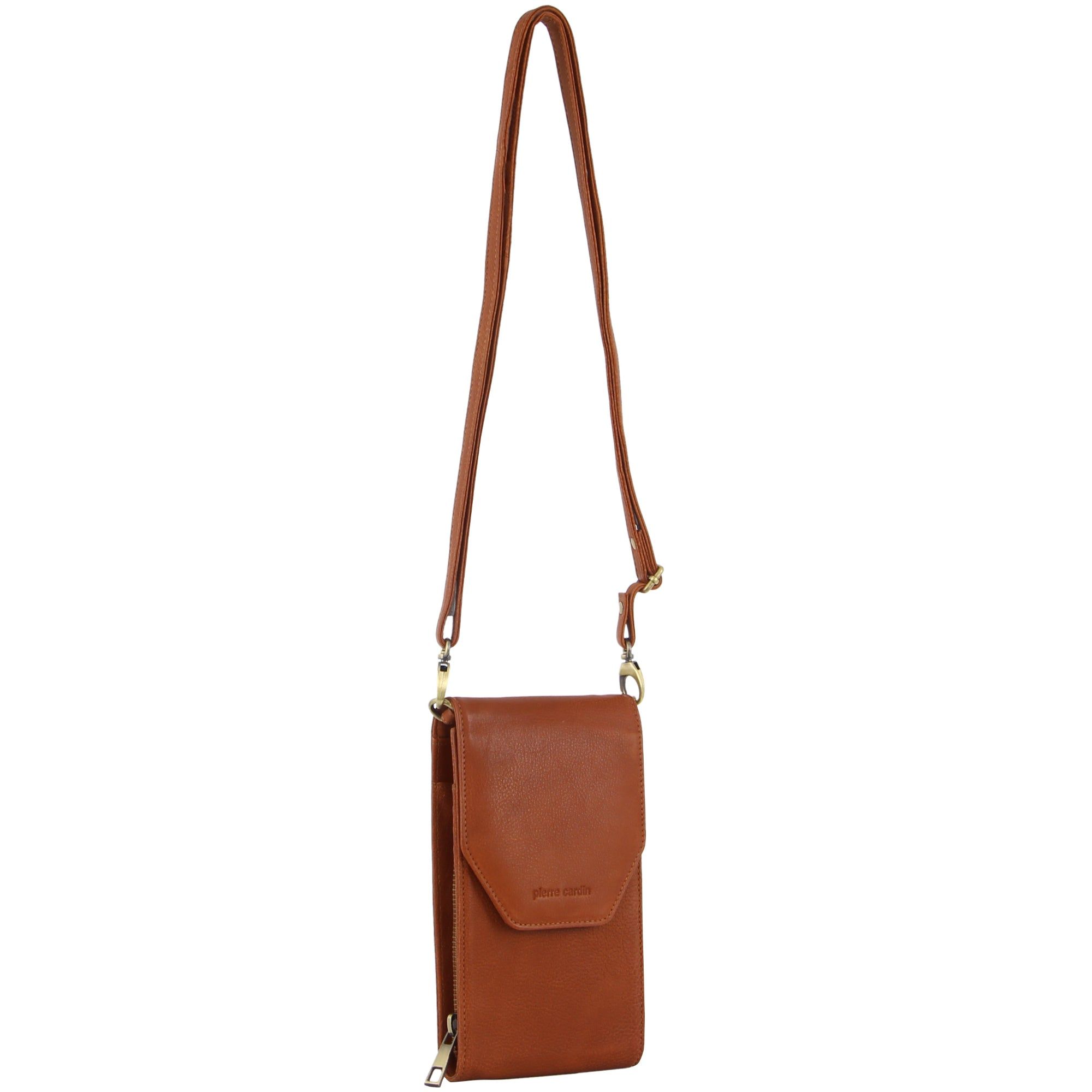 Pierre Cardin Leather Crossbody Phone Wallet Bag Mobile Phone Wallets Dam Bruna | UJIXSY741