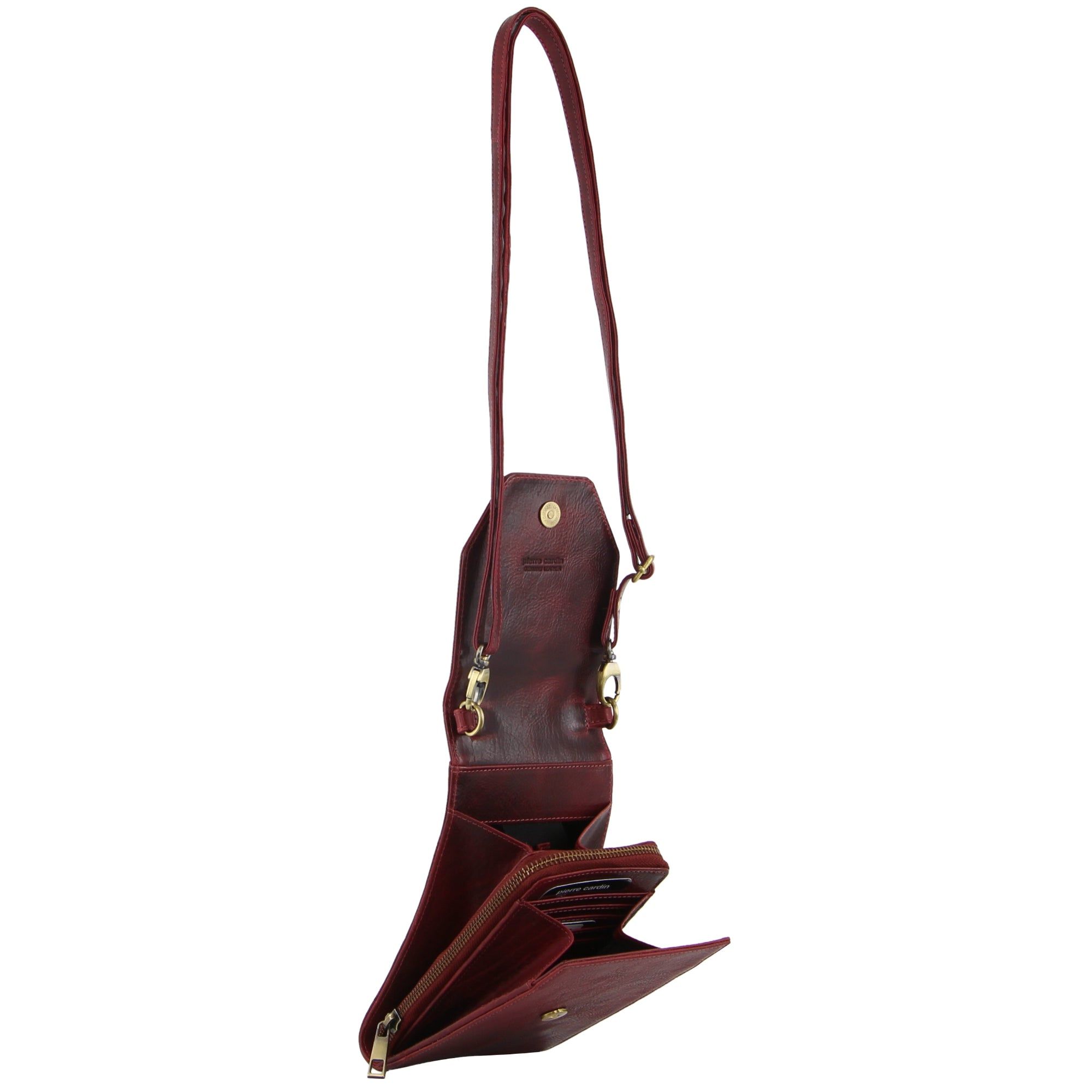 Pierre Cardin Leather Crossbody Phone Wallet Bag Clutch Dam Rosa | LEDBKY561