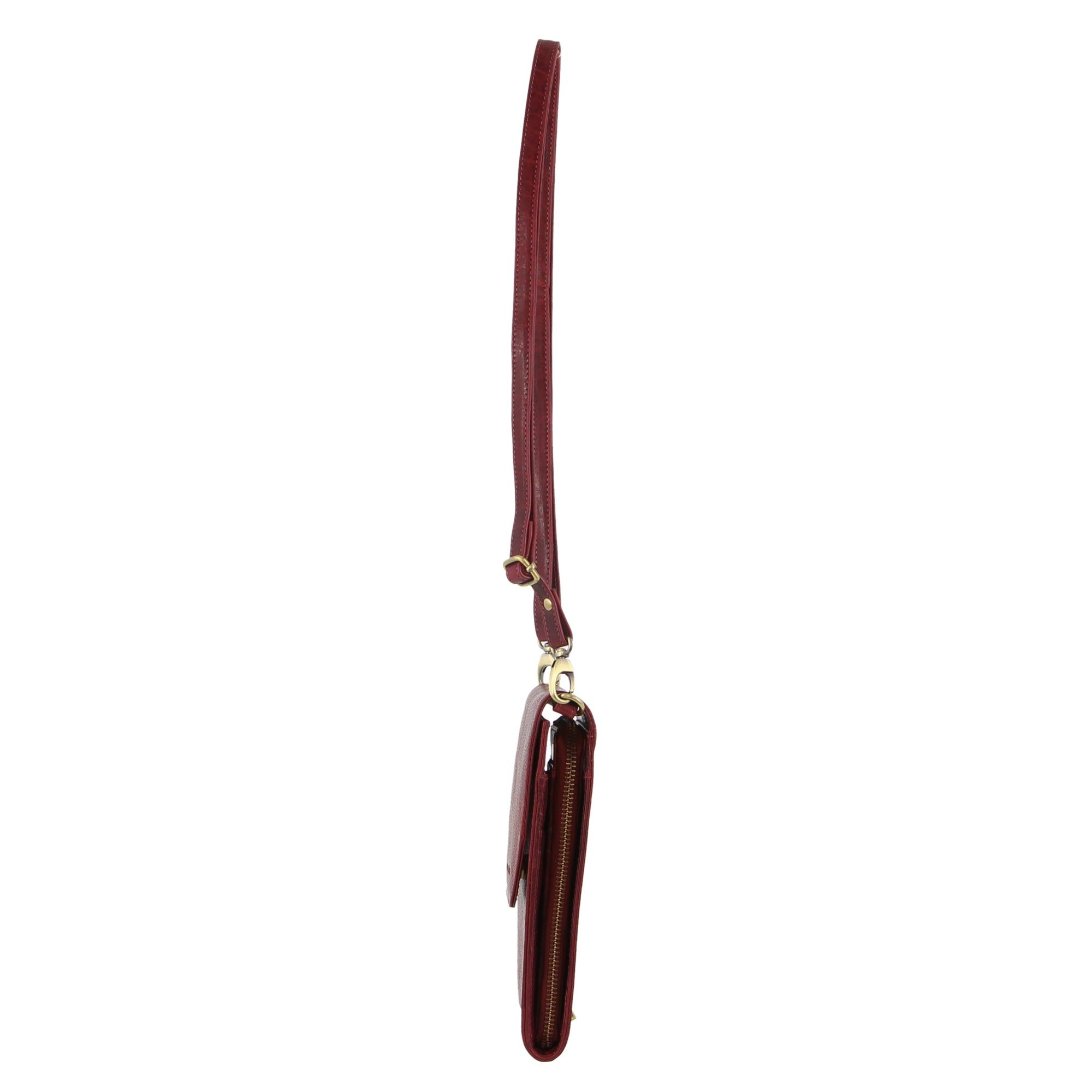 Pierre Cardin Leather Crossbody Phone Wallet Bag Clutch Dam Rosa | LEDBKY561