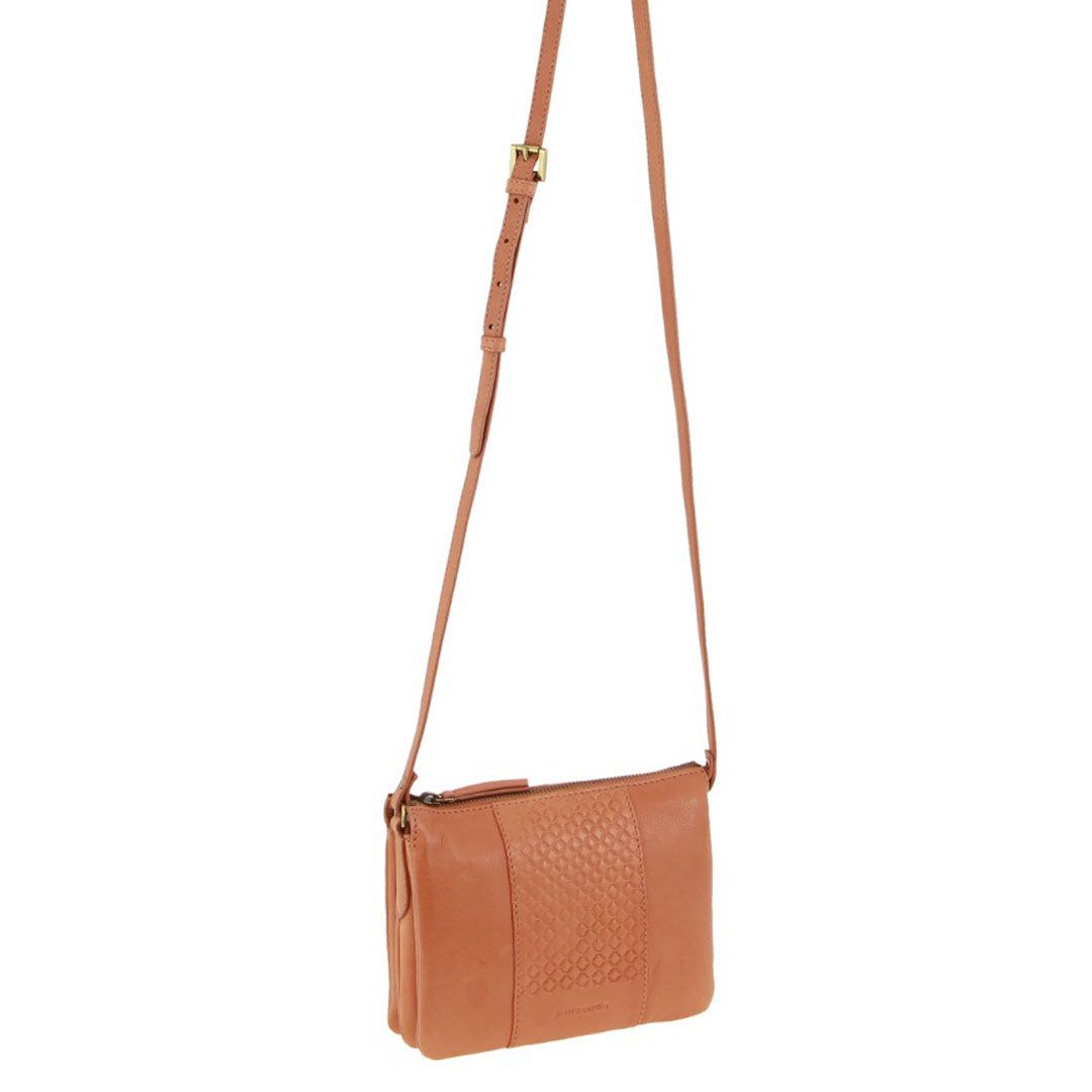 Pierre Cardin Leather Diamond Pattern Embossed Crossbody Bag Clutch Dam Aprikos | ZMGRQP580