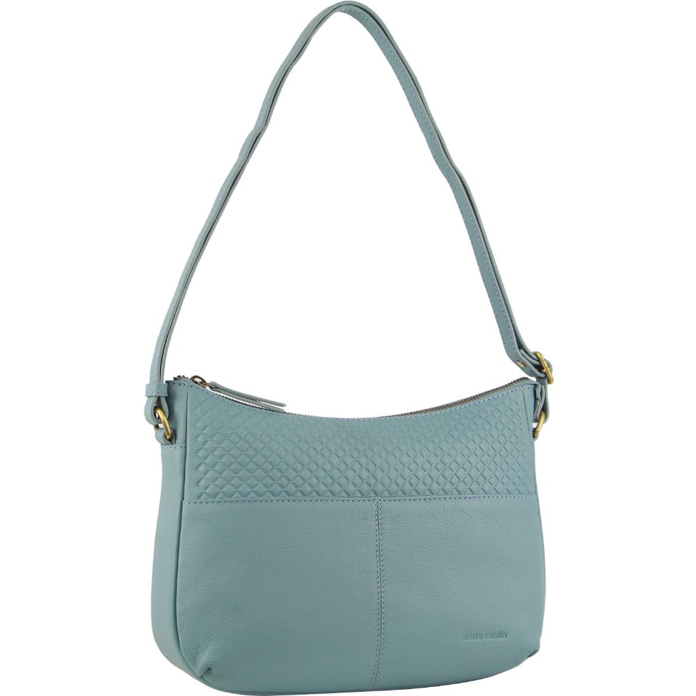 Pierre Cardin Leather Diamond Pattern Embossed Cross-Body Bag Crossbody Väska Dam Blå | OYUNXD524