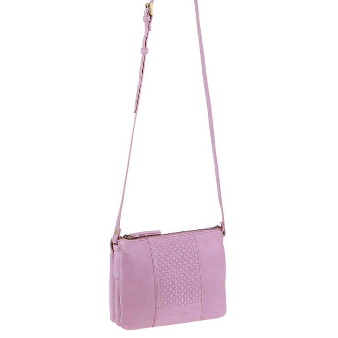 Pierre Cardin Leather Diamond Pattern Embossed Crossbody Bag Clutch Dam Rosa | JKBQDR081
