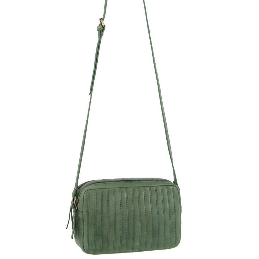 Pierre Cardin Leather Double Zip Bag Crossbody Väska Dam Gröna | HZYNAC214