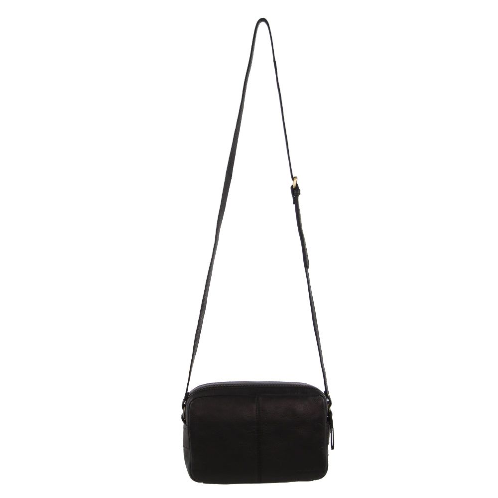 Pierre Cardin Leather Double Zip Bag Crossbody Väska Dam Svarta | ZQXASH236