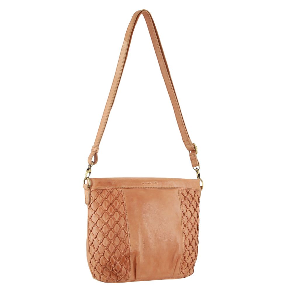 Pierre Cardin Leather Embossed Crossbody Bag Mobile Phone Wallets Dam Aprikos | CWZHQA790