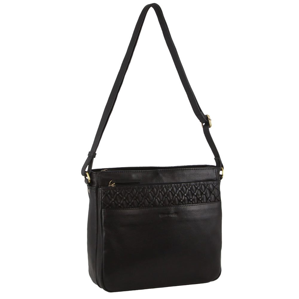 Pierre Cardin Leather Embossed Crossbody Bag Crossbody Väska Dam Svarta | QLAKGH879