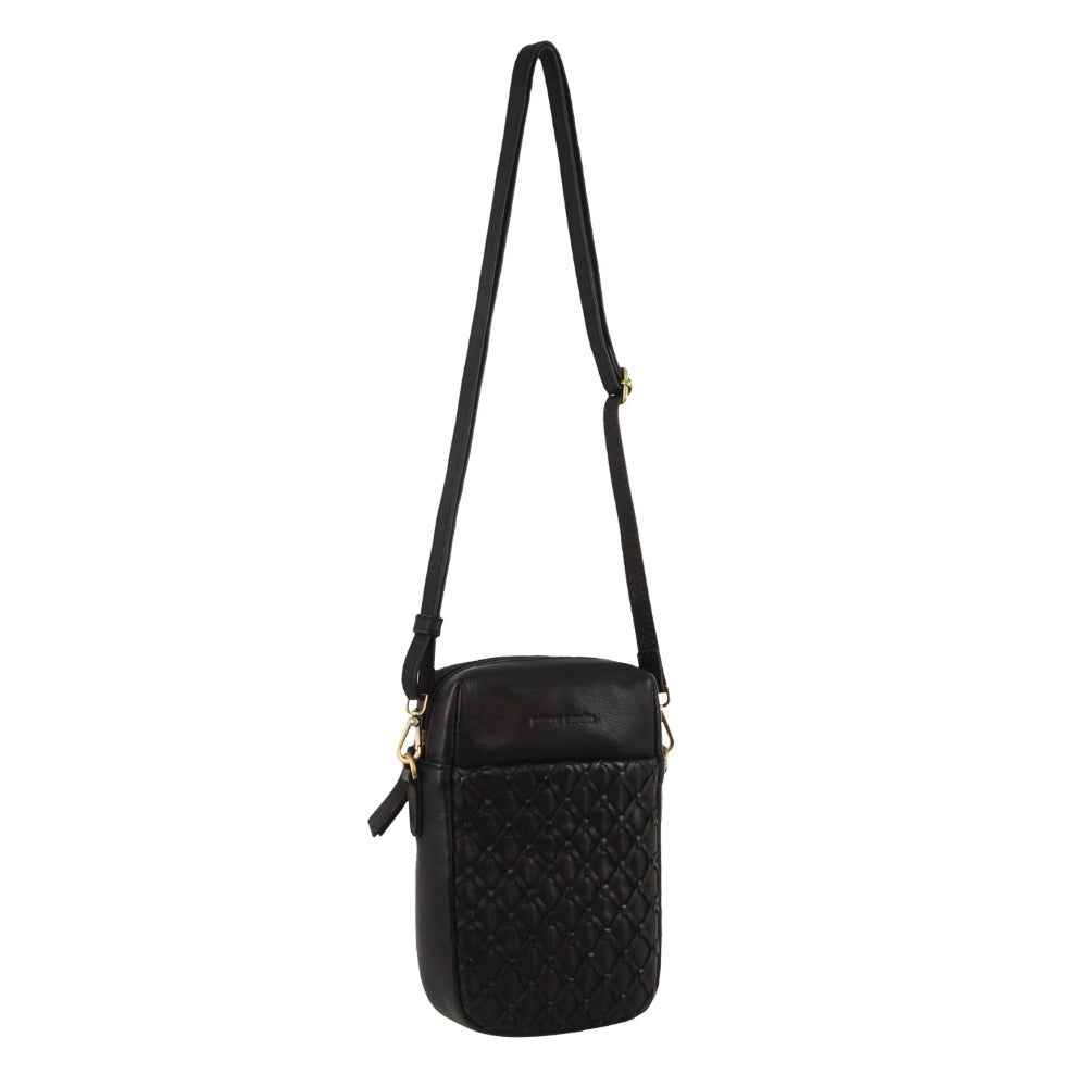 Pierre Cardin Leather Embossed Phone Crossbody Bag Mobile Phone Wallets Dam Svarta | CXRPSG465