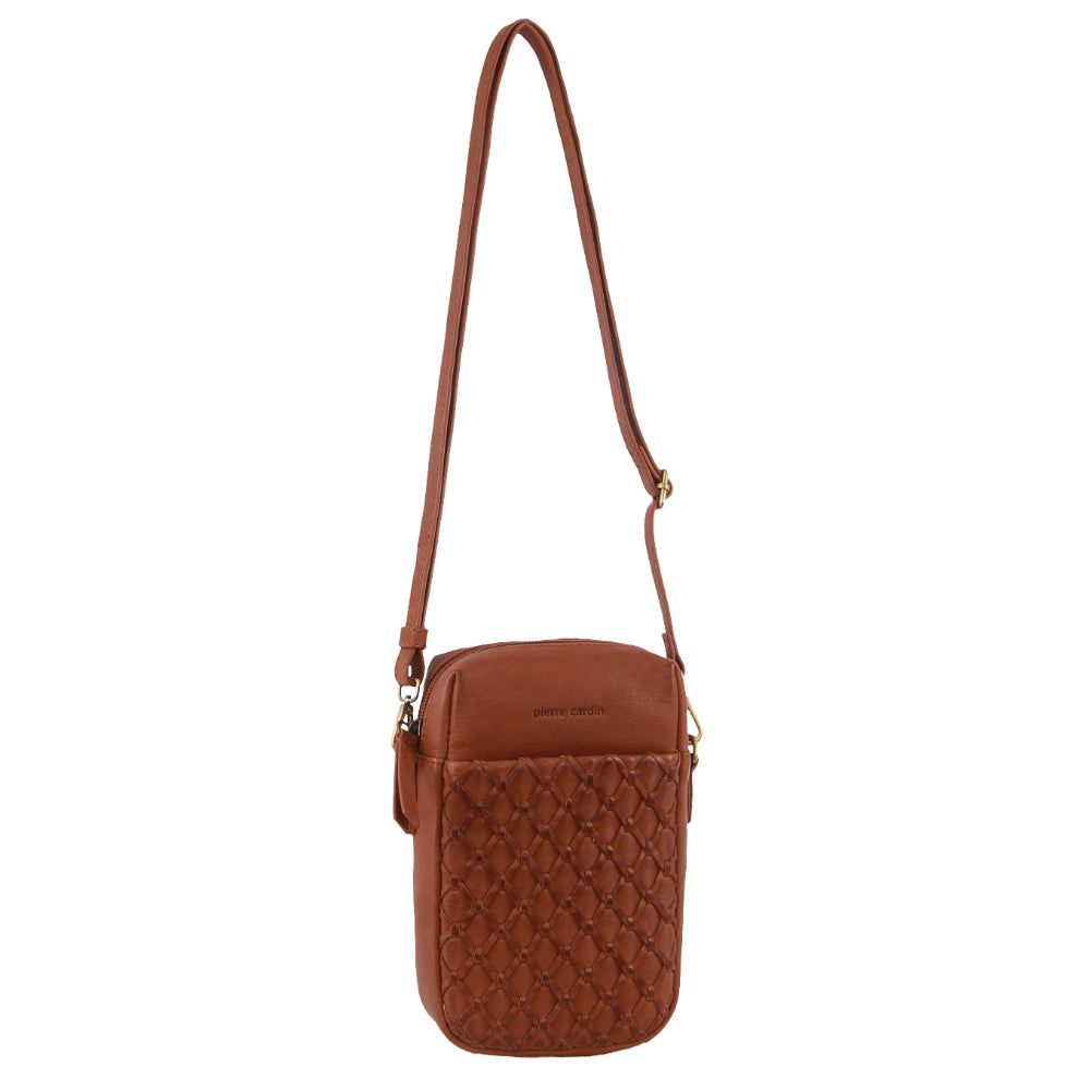 Pierre Cardin Leather Embossed Phone Crossbody Bag Mobile Phone Wallets Dam Bruna | RYNTLX814