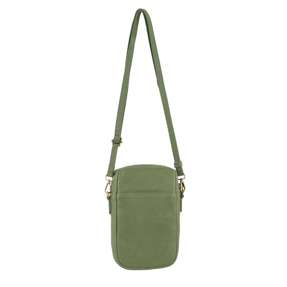 Pierre Cardin Leather Embossed Phone Crossbody Bag Mobile Phone Wallets Dam Leaf | YJSMLZ807