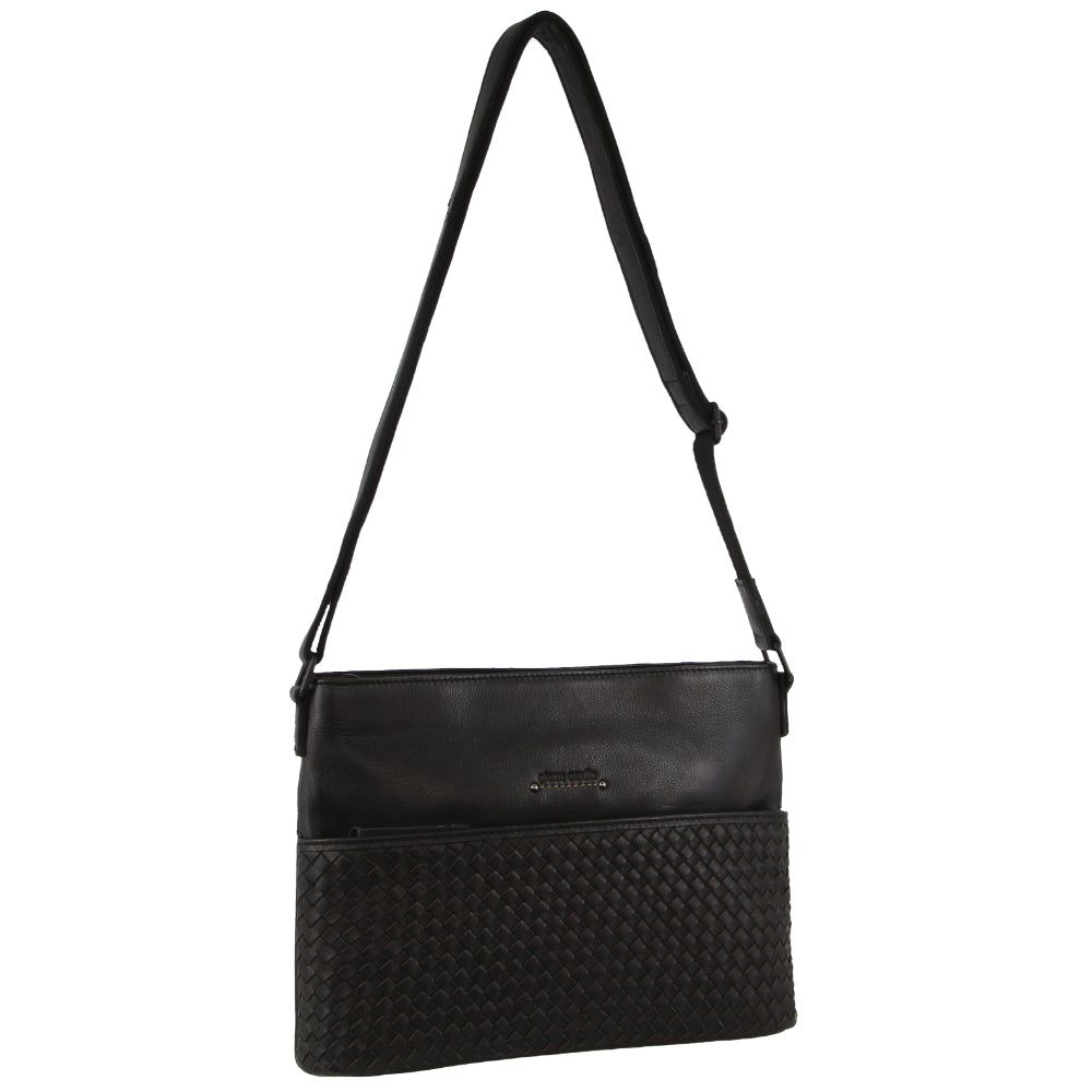 Pierre Cardin Leather Embossed Woven Cross-Body Bag Crossbody Väska Dam Svarta | QXRAMS652