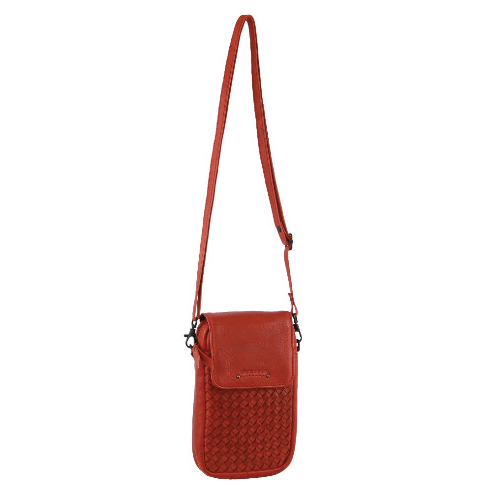 Pierre Cardin Leather Embossed Woven Wallet Bag Mobile Phone Wallets Dam Orange | YBJSLQ340