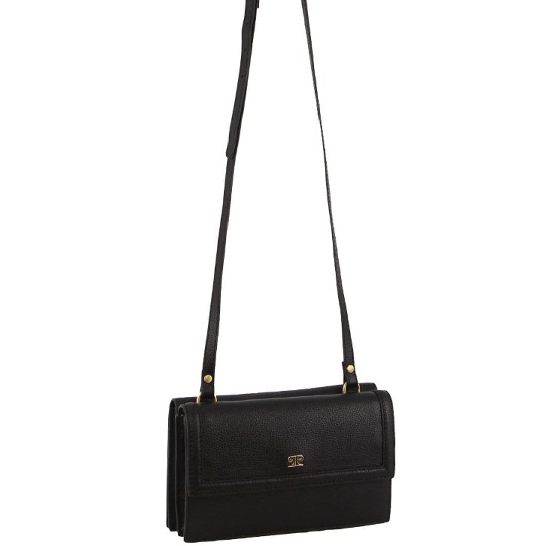 Pierre Cardin Leather Flap Over Cross-Body Bag Clutch Dam Svarta | HZQVBP180