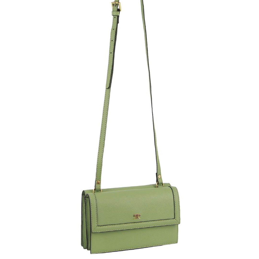 Pierre Cardin Leather Flap Over Cross-Body Bag Clutch Dam Jade | LCTQAW730