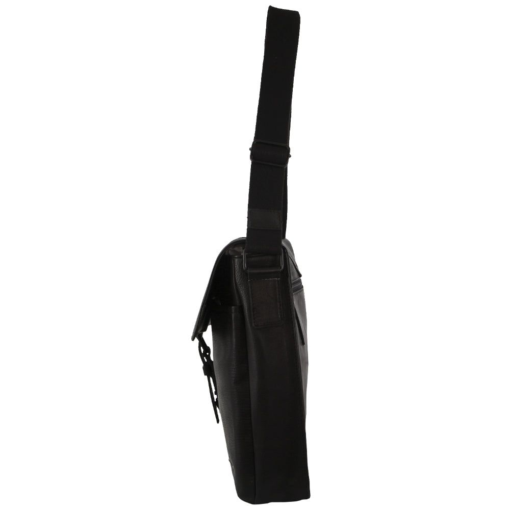 Pierre Cardin Leather Flap-over Computer Bag Laptop Travel Svarta | RUDANH085