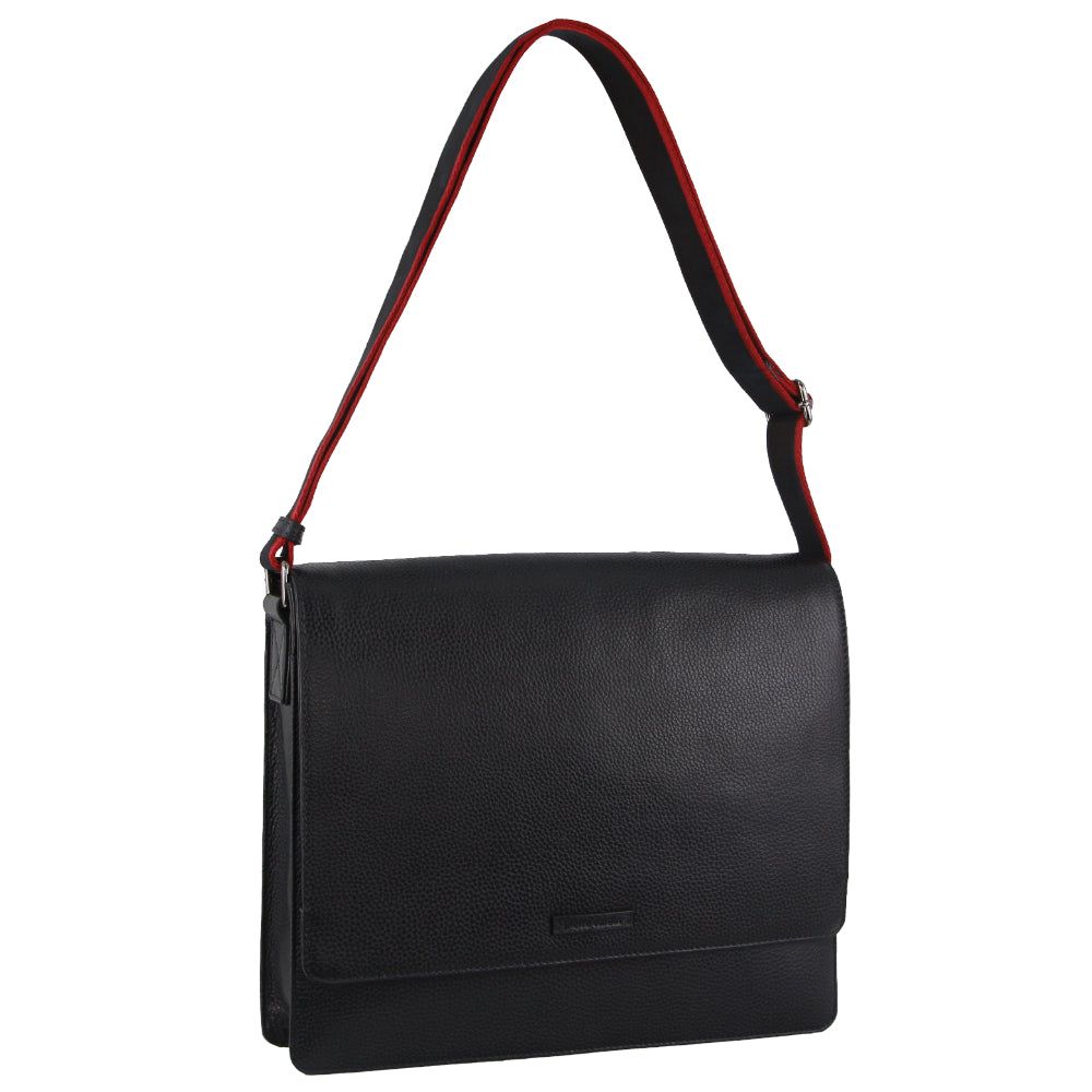 Pierre Cardin Leather Flap-over Computer Bag Crossbody Väska Herr Marinblå | ZVEPAL901