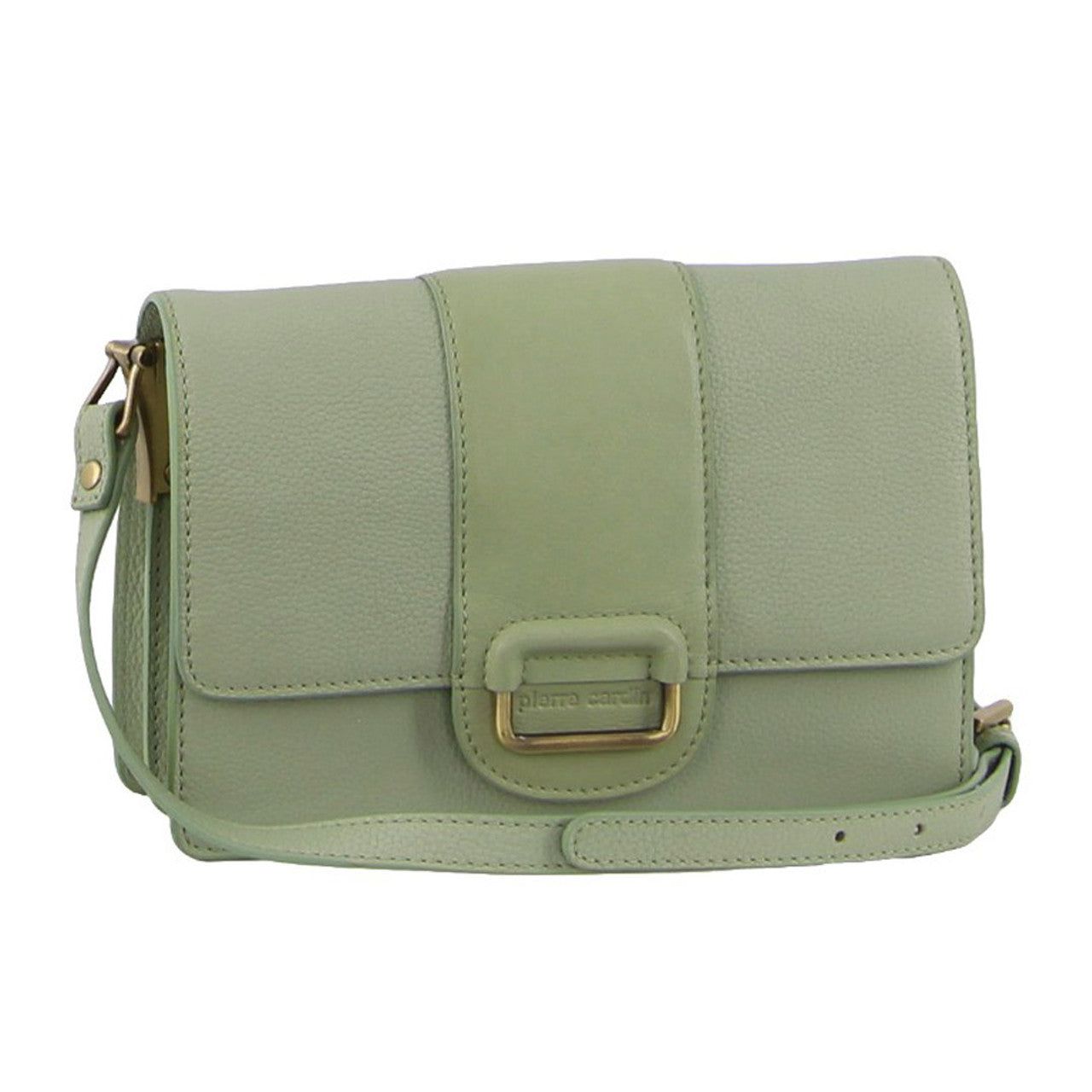 Pierre Cardin Leather Flapover Cross-Body Clutch Clutch Dam Jade | EDUJQA175