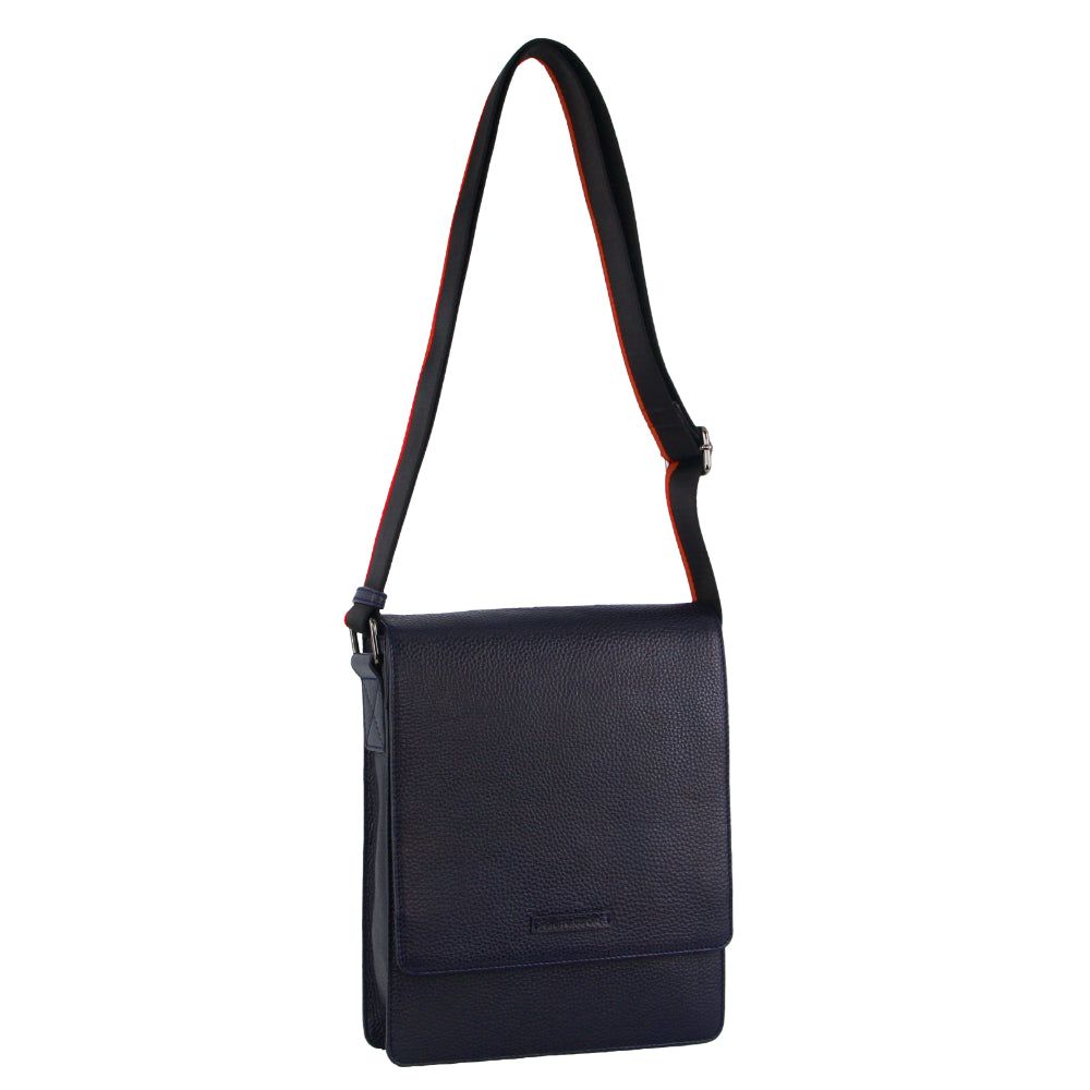 Pierre Cardin Leather Flap-over Cross-Body Bag Crossbody Väska Herr Marinblå | DFSLEU526