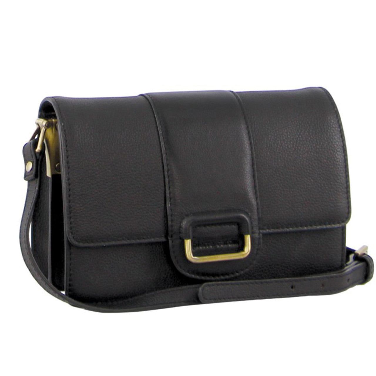 Pierre Cardin Leather Flapover Cross-Body Clutch Clutch Dam Svarta | VGCJPL816