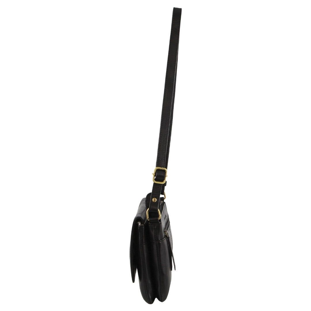 Pierre Cardin Leather Flap-over Crossbody Bag Clutch Dam Svarta | ZWKFIV421
