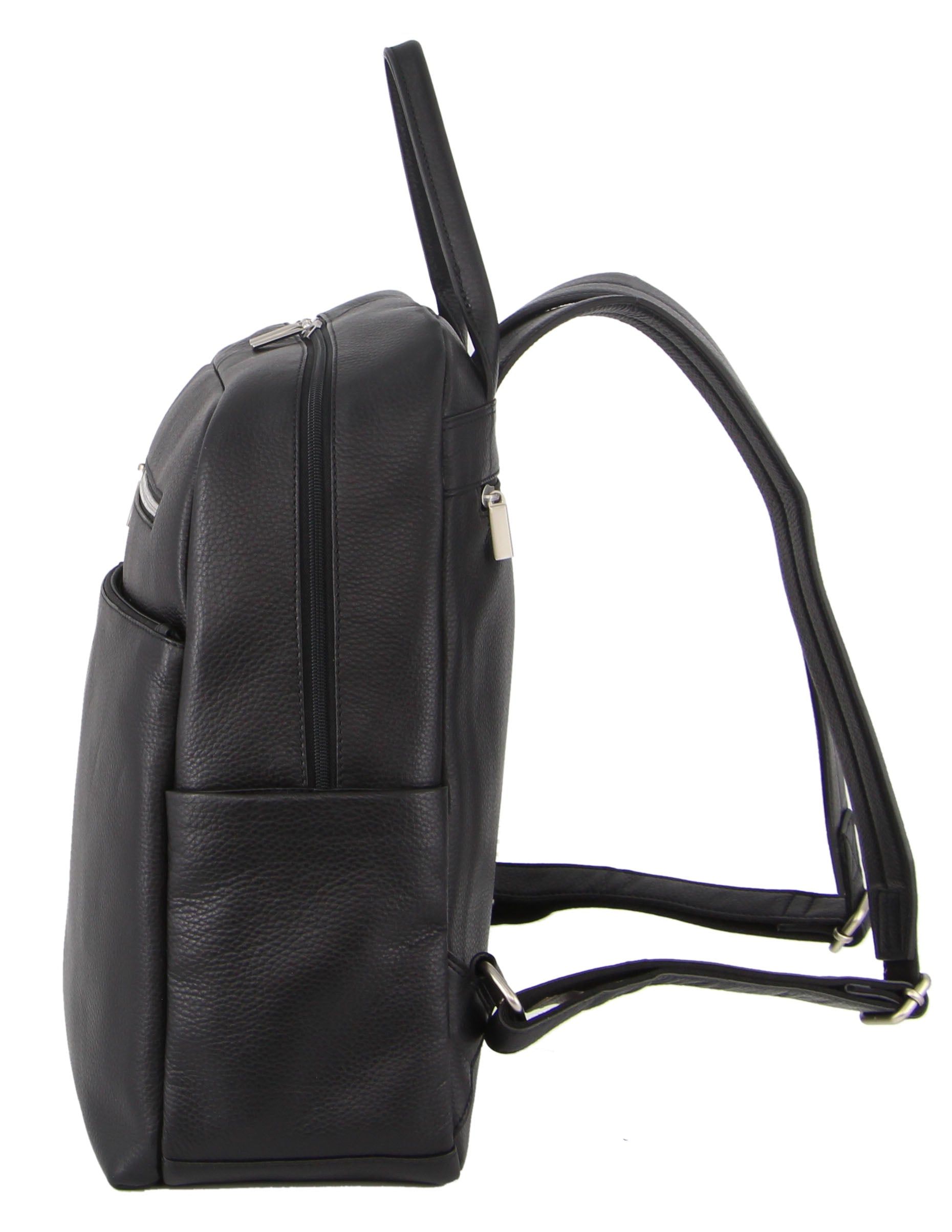 Pierre Cardin Leather Laptop Business Backpack Ryggsäckar Herr Svarta | HZUBEM968
