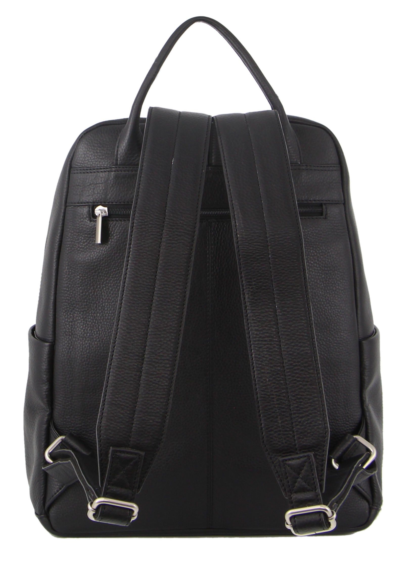 Pierre Cardin Leather Laptop Business Backpack Ryggsäckar Herr Svarta | HZUBEM968