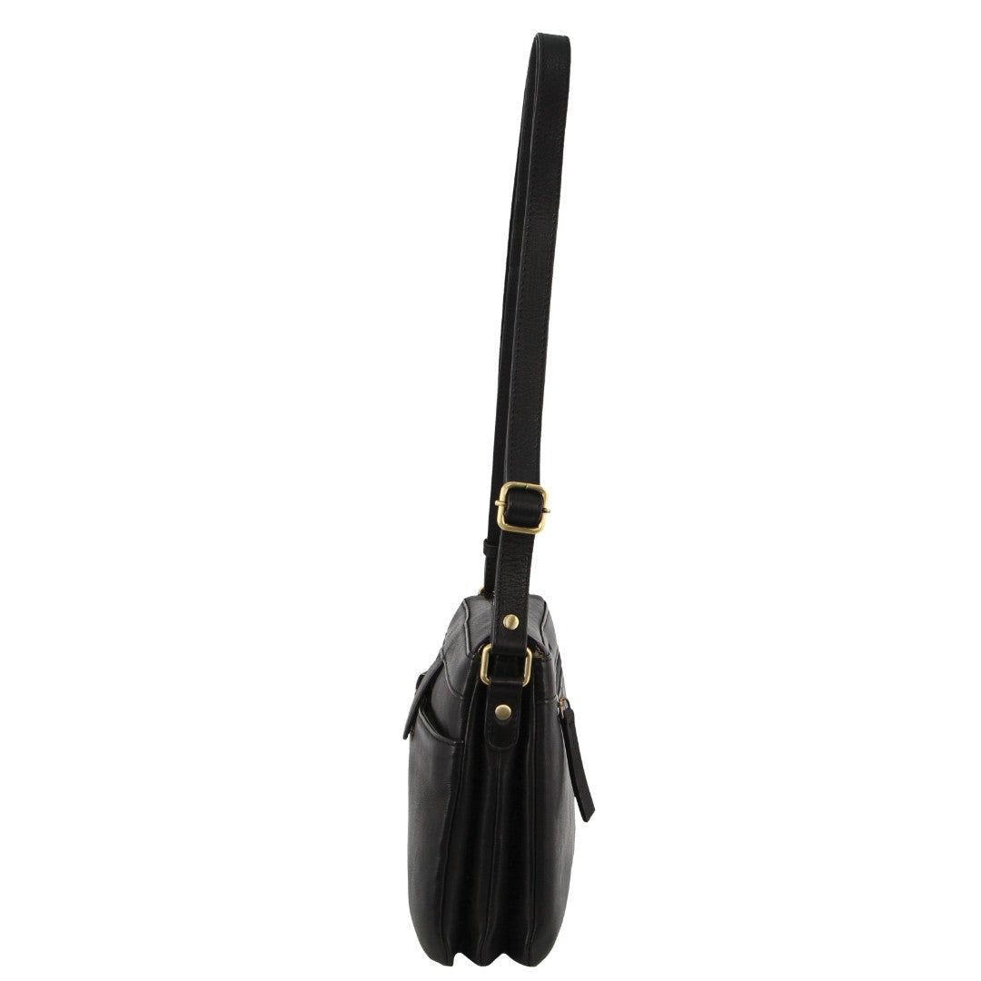 Pierre Cardin Leather Layered Style Crossbody Bag Affärsväskor Dam Svarta | DZAHIE734